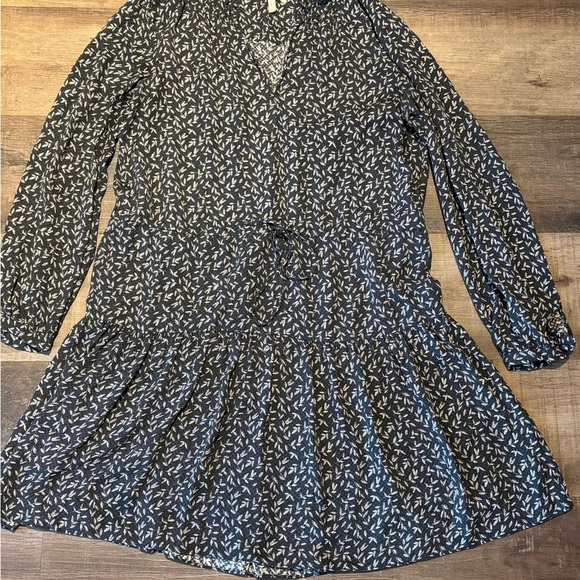 Rebecca Taylor Black Floral Long Sleeve Dress 100% silk Size 6 - Picture 2 of 5